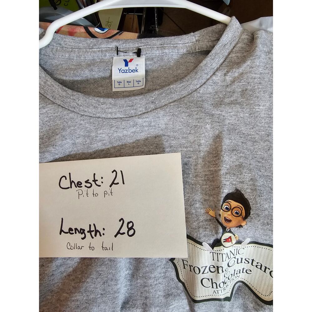 Titanic Frozen Custard & Chocolate attraction Adult Gray TShirt Size Large - Picture 5 of 5